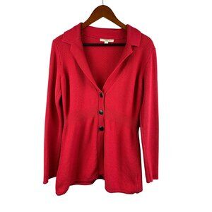 Liz Claiborne Red Knit Cardigan Sweater S Button Front